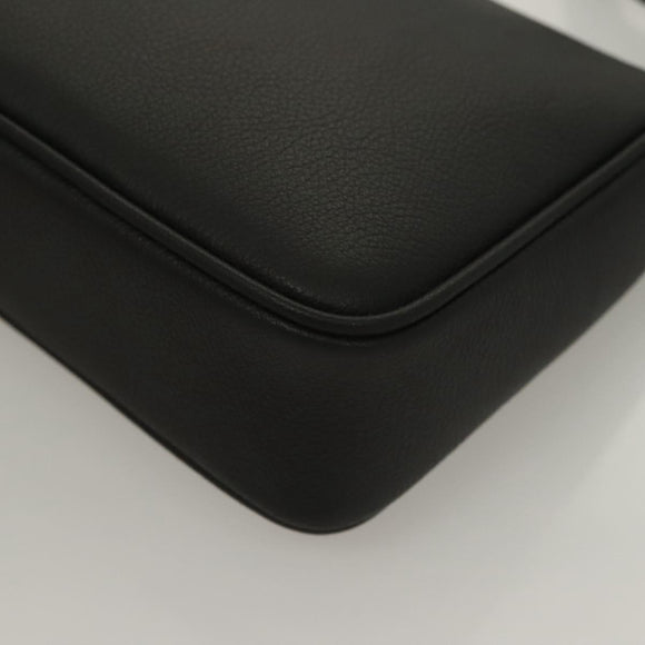 VERSACE Shoulder Bag Leather Black Gold Auth 130274