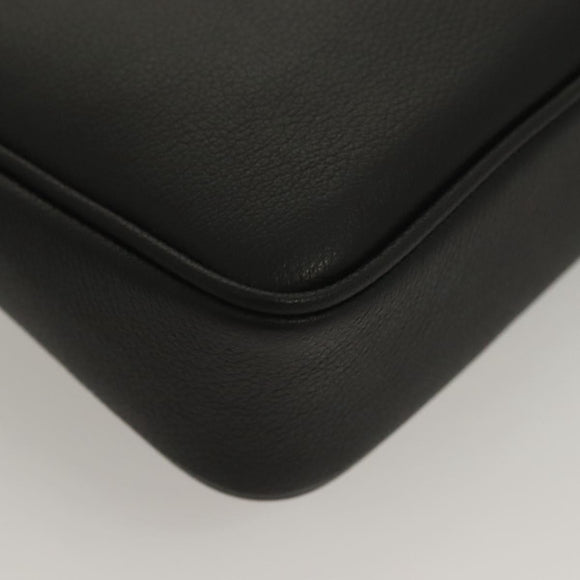 VERSACE Shoulder Bag Leather Black Gold Auth 130274