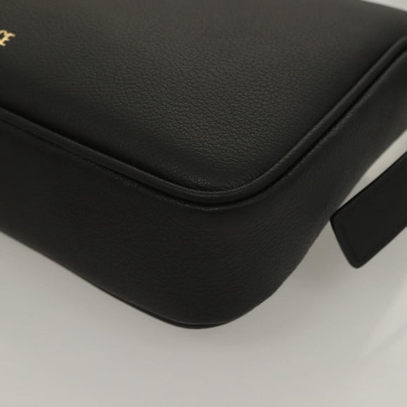 VERSACE Shoulder Bag Leather Black Gold Auth 130274