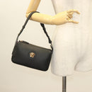VERSACE Shoulder Bag Leather Black Gold Auth 130274-24