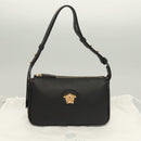 VERSACE Shoulder Bag Leather Black Gold Auth 130274-12