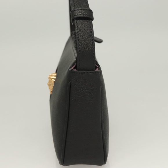 VERSACE Shoulder Bag Leather Black Gold Auth 130274