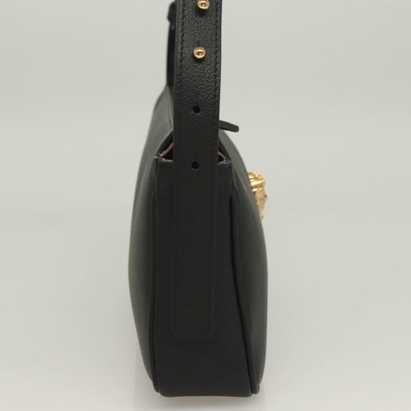 VERSACE Shoulder Bag Leather Black Gold Auth 130274