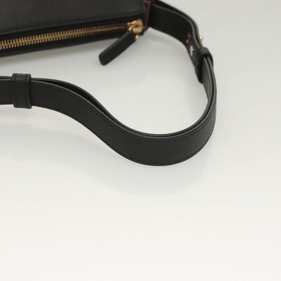 VERSACE Shoulder Bag Leather Black Gold Auth 130274