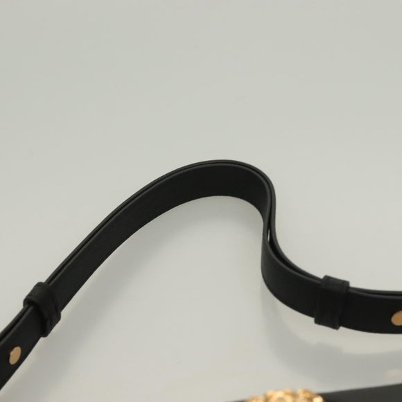 VERSACE Shoulder Bag Leather Black Gold Auth 130274
