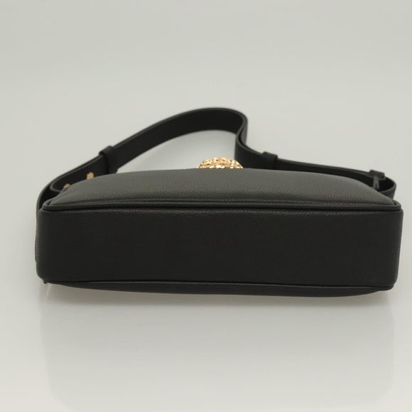 VERSACE Shoulder Bag Leather Black Gold Auth 130274