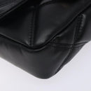 VERSACE Chain Shoulder Bag Leather Black Gold Auth 130278-14