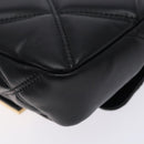 VERSACE Chain Shoulder Bag Leather Black Gold Auth 130278-15