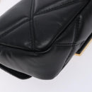 VERSACE Chain Shoulder Bag Leather Black Gold Auth 130278-16