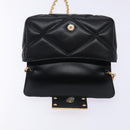 VERSACE Chain Shoulder Bag Leather Black Gold Auth 130278-10