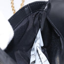 VERSACE Chain Shoulder Bag Leather Black Gold Auth 130278-20
