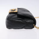 VERSACE Chain Shoulder Bag Leather Black Gold Auth 130278-3