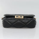 VERSACE Chain Hand Bag Leather 3way Black Gold Auth 130283-5
