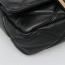 VERSACE Chain Hand Bag Leather 3way Black Gold Auth 130283-16