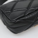 VERSACE Chain Hand Bag Leather 3way Black Gold Auth 130283-18