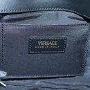 VERSACE Chain Hand Bag Leather 3way Black Gold Auth 130283-10