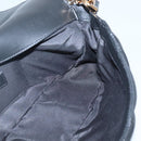 VERSACE Chain Hand Bag Leather 3way Black Gold Auth 130283-19