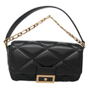 VERSACE Chain Hand Bag Leather 3way Black Gold Auth 130283-13