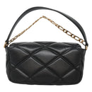 VERSACE Chain Hand Bag Leather 3way Black Gold Auth 130283-2