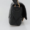 VERSACE Chain Hand Bag Leather 3way Black Gold Auth 130283-3