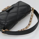 VERSACE Chain Hand Bag Leather 3way Black Gold Auth 130283-6