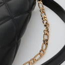VERSACE Chain Hand Bag Leather 3way Black Gold Auth 130283-8