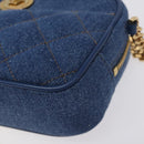 VERSACE Chain Shoulder Bag Denim Blue Gold Auth 130284-8
