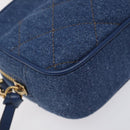 VERSACE Chain Shoulder Bag Denim Blue Gold Auth 130284-15