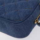 VERSACE Chain Shoulder Bag Denim Blue Gold Auth 130284-16