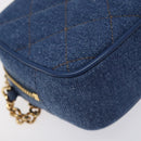 VERSACE Chain Shoulder Bag Denim Blue Gold Auth 130284-17