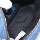 VERSACE Chain Shoulder Bag Denim Blue Gold Auth 130284-11