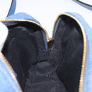 VERSACE Chain Shoulder Bag Denim Blue Gold Auth 130284-19