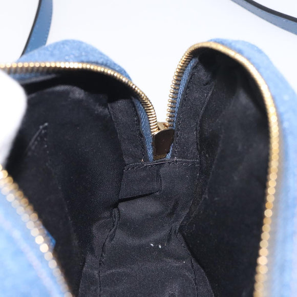 VERSACE Chain Shoulder Bag Denim Blue Gold Auth 130284