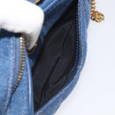VERSACE Chain Shoulder Bag Denim Blue Gold Auth 130284-22