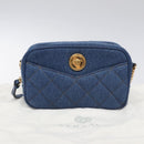 VERSACE Chain Shoulder Bag Denim Blue Gold Auth 130284-12
