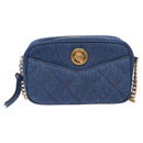 VERSACE Chain Shoulder Bag Denim Blue Gold Auth 130284-13