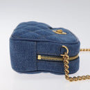 VERSACE Chain Shoulder Bag Denim Blue Gold Auth 130284-3