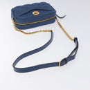 VERSACE Chain Shoulder Bag Denim Blue Gold Auth 130284-7