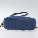 VERSACE Chain Shoulder Bag Denim Blue Gold Auth 130284-5