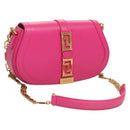 VERSACE Chain Shoulder Bag Leather 3way Pink Gold Auth 130285-1