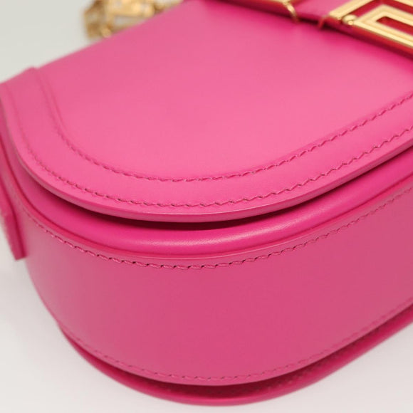 VERSACE Chain Shoulder Bag Leather 3way Pink Gold Auth 130285