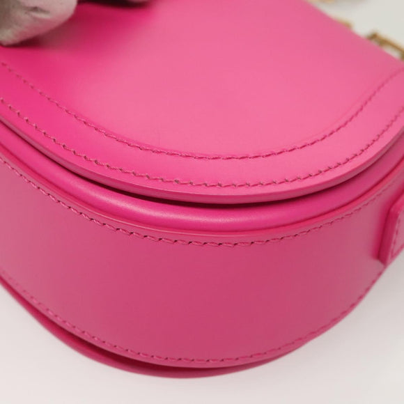 VERSACE Chain Shoulder Bag Leather 3way Pink Gold Auth 130285