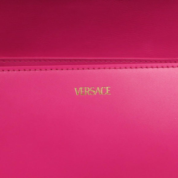 VERSACE Chain Shoulder Bag Leather 3way Pink Gold Auth 130285