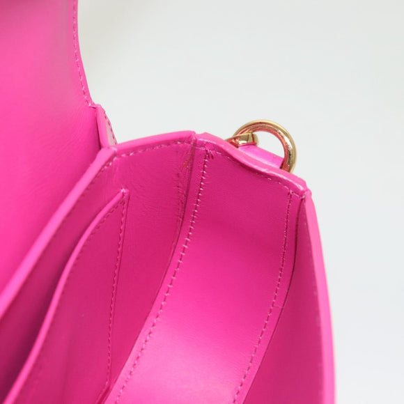 VERSACE Chain Shoulder Bag Leather 3way Pink Gold Auth 130285