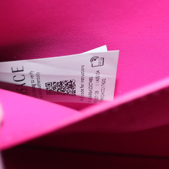 VERSACE Chain Shoulder Bag Leather 3way Pink Gold Auth 130285