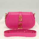 VERSACE Chain Shoulder Bag Leather 3way Pink Gold Auth 130285-12