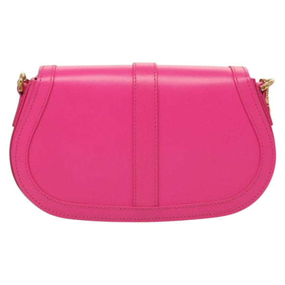 VERSACE Chain Shoulder Bag Leather 3way Pink Gold Auth 130285