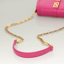 VERSACE Chain Shoulder Bag Leather 3way Pink Gold Auth 130285-7