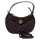 VERSACE Shoulder Bag Leather 2way Brown Gold Auth 130287-1