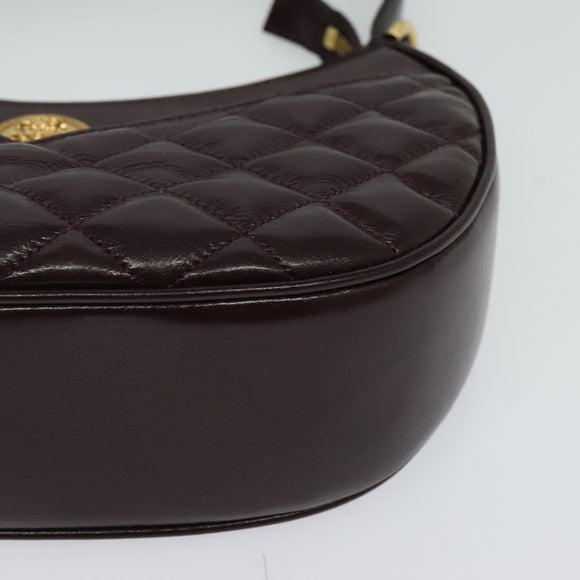 VERSACE Shoulder Bag Leather 2way Brown Gold Auth 130287